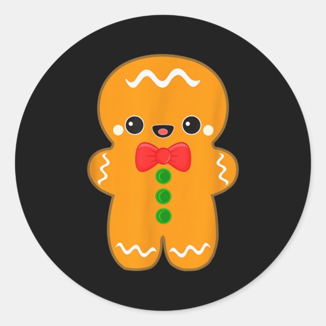 Funny Gingerbread Man Christmas Men Women Adult Yo Classic Round Sticker (Front)