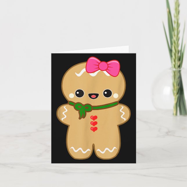 Funny Gingerbread Man Christmas Women &amp; Girl T Card (Front)
