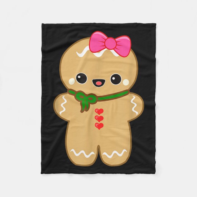 Funny Gingerbread Man Christmas Women &amp; Girl T Fleece Blanket (Front)