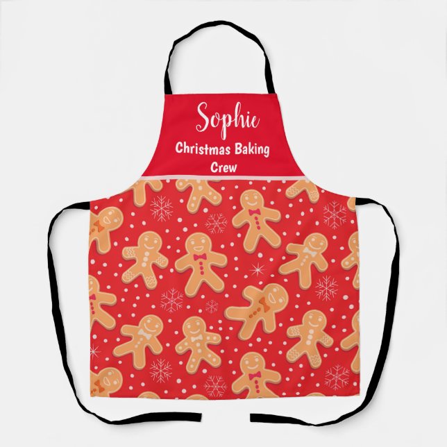 Funny Gingerbread man cookies custom name     Apron (Front)