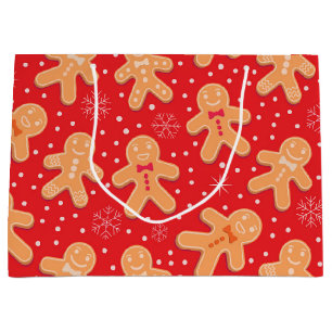 Funny Gingerbread man cookies pattern Large Gift Bag
