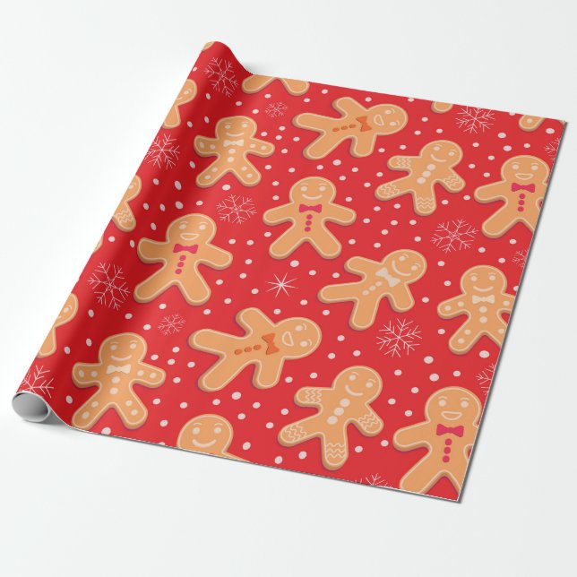 Funny Gingerbread man cookies pattern   Wrapping Paper (Unrolled)