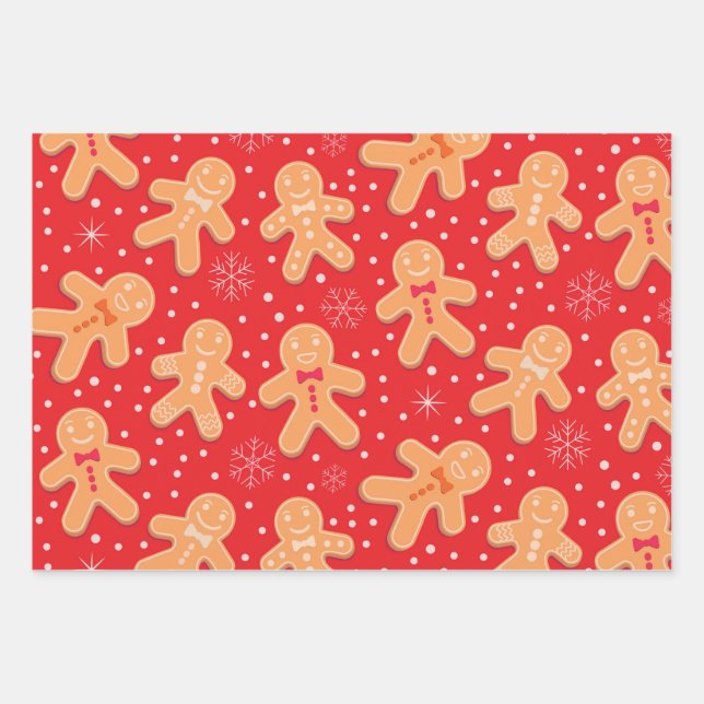 Funny Gingerbread man cookies pattern  Wrapping Paper Sheet (Front)