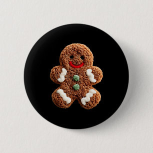 Funny Gingerbread Man Crochet Christmas Xmas Pajam 6 Cm Round Badge