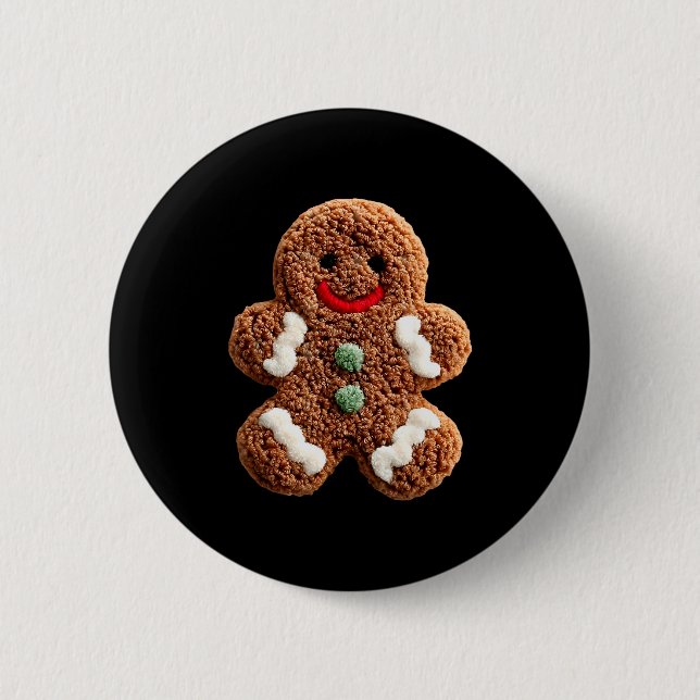 Funny Gingerbread Man Crochet Christmas Xmas Pajam 6 Cm Round Badge (Front)