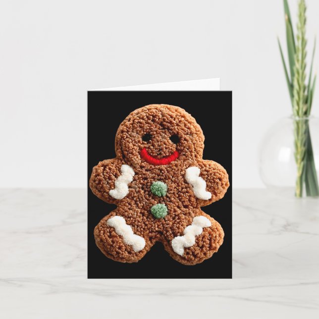 Funny Gingerbread Man Crochet Christmas Xmas Pajam Card (Front)