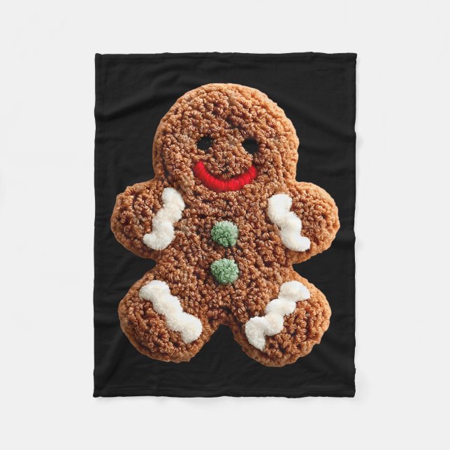Funny Gingerbread Man Crochet Christmas Xmas Pajam Fleece Blanket (Front)