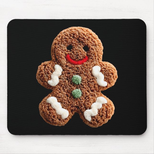 Funny Gingerbread Man Crochet Christmas Xmas Pajam Mouse Mat (Front)