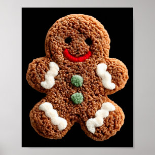 Funny Gingerbread Man Crochet Christmas Xmas Pajam Poster