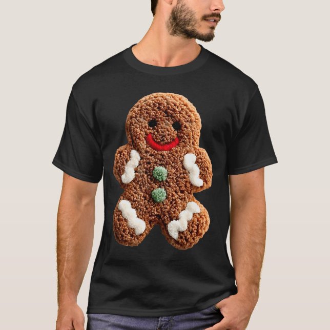 Funny Gingerbread Man Crochet Christmas Xmas Pajam T-Shirt (Front)