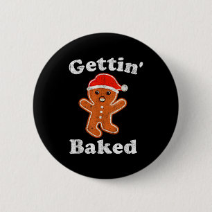 Funny Gingerbread Man Gettin Baked Cookie Baking C 6 Cm Round Badge