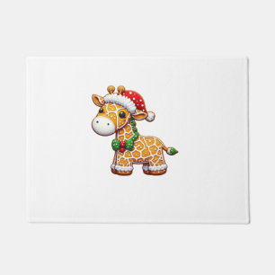 Funny Gingerbread Man Giraffe Christmas Womens Men Doormat