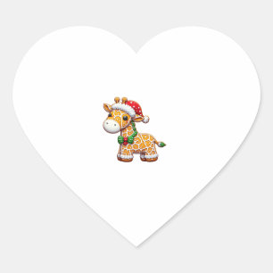 Funny Gingerbread Man Giraffe Christmas Womens Men Heart Sticker