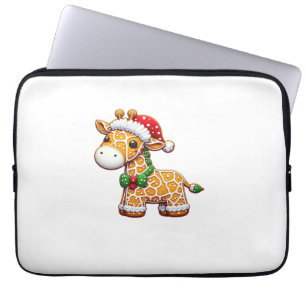 Funny Gingerbread Man Giraffe Christmas Womens Men Laptop Sleeve