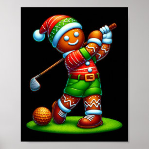 Funny Gingerbread Man Golf Christmas Womens Mens K Poster
