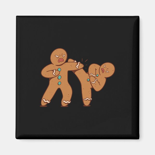 Funny Gingerbread Man Karate Cookie Funny Christma Magnet (Front)