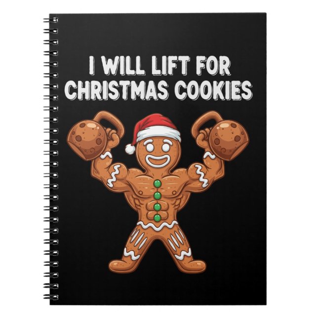  Funny Gingerbread Man Lifting | Christmas Cookies Notebook (Front)