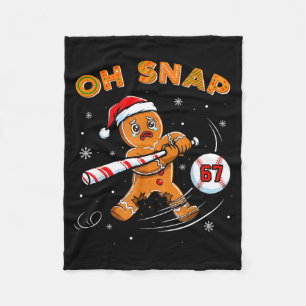 Funny Gingerbread Man Oh Snap 67 Baseball Meme Fun Fleece Blanket