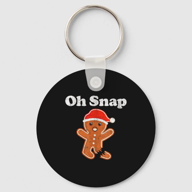Funny Gingerbread Man Oh Snap Christmas Cookie Cos Key Ring (Front)