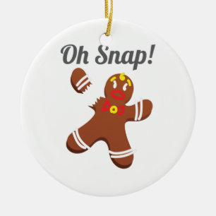 Funny Gingerbread Man Oh Snap Christmas Gift Ceramic Tree Decoration