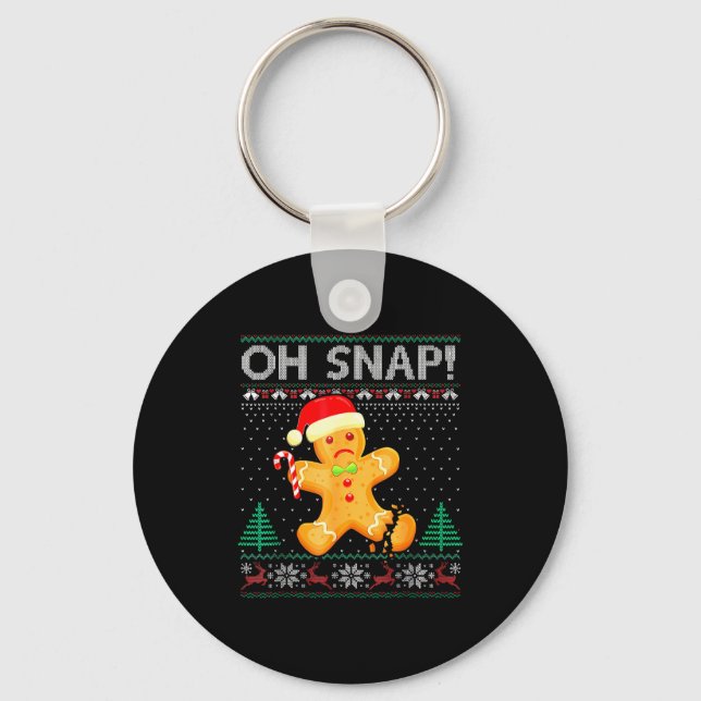 Funny Gingerbread Man Oh Snap Christmas Ugly Xmas  Key Ring (Front)