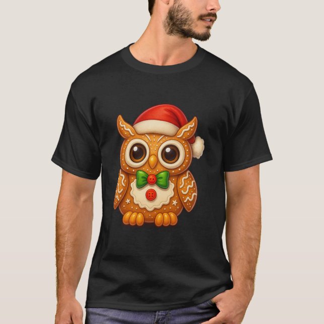 Funny Gingerbread Man Owl Christmas Tees Womens Me (Front)