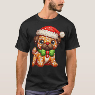 Funny Gingerbread Man Pug Christmas Womens Mens Ki T-Shirt