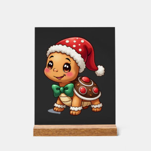 Funny Gingerbread Man Turtle Christmas Womens Mens Acrylic Sign