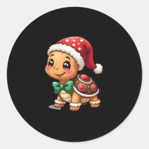 Funny Gingerbread Man Turtle Christmas Womens Mens Classic Round Sticker
