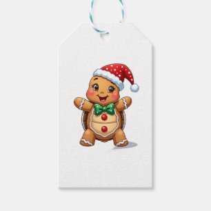 Funny Gingerbread Man Turtle Christmas Womens Mens Gift Tags
