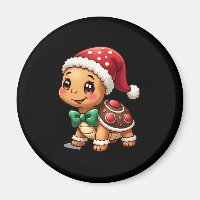 Funny Gingerbread Man Turtle Christmas Womens Mens Magnet (Front)
