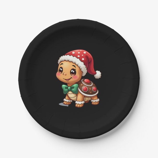 Funny Gingerbread Man Turtle Christmas Womens Mens Paper Plate (Front)