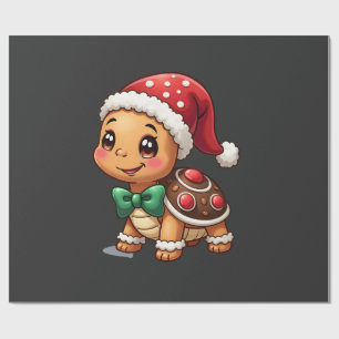 Funny Gingerbread Man Turtle Christmas Womens Mens Wrapping Paper