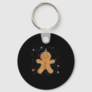 Funny Gingerbread Man With Party Hat Costume Key Ring