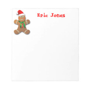 Funny Gingerbread Man with Santa Hat Notepad