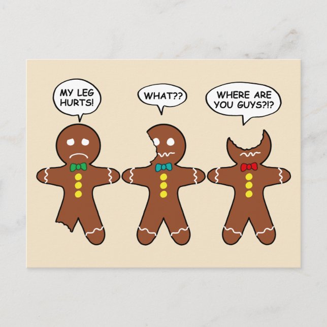 Funny Gingerbread Men Cookies Holiday Postcard (Front)