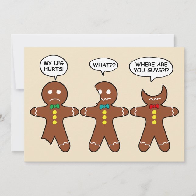Funny Gingerbread Men Holiday Card (Front)
