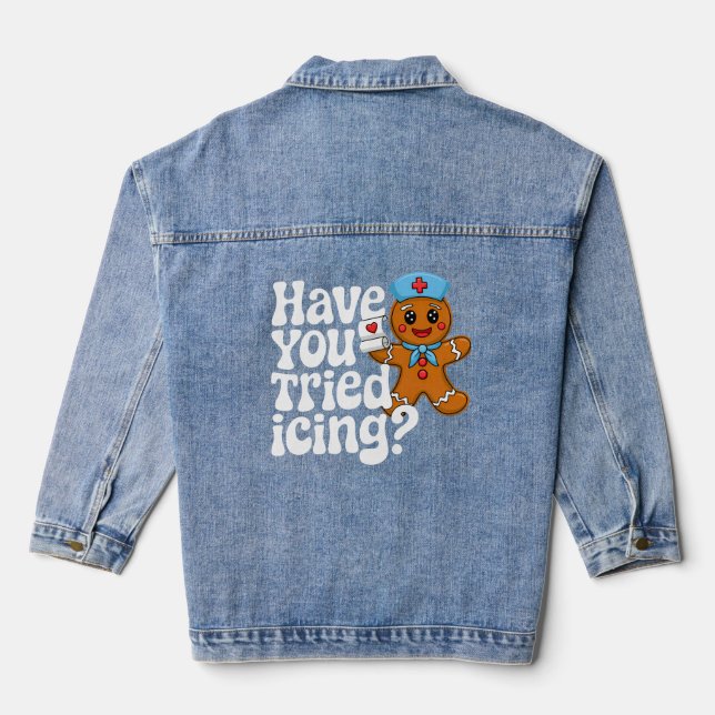 Funny Gingerbread Nurse Holiday Gift jackets (Back)