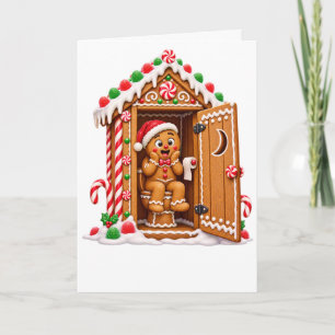 Funny Gingerbread Outhouse Christmas Holiday Card