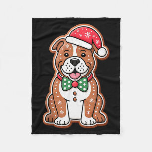 Funny Gingerbread Pitbull Dog Christmas Womens Men Fleece Blanket