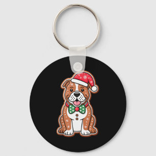Funny Gingerbread Pitbull Dog Christmas Womens Men Key Ring