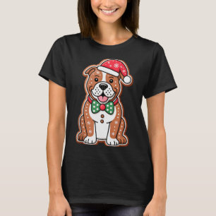 Funny Gingerbread Pitbull Dog Christmas Womens Men T-Shirt