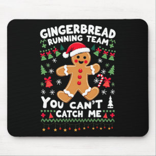 Funny Gingerbread Running Team Ugly Christmas Swea Mouse Mat