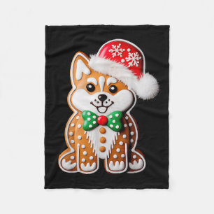 Funny Gingerbread Siberian Husky Dog Christmas Wom Fleece Blanket