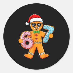 Funny Gingerbread Six Seven 67 Christmas Boys Classic Round Sticker
