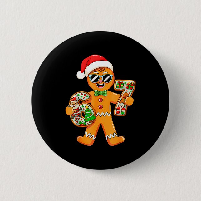 Funny Gingerbread Six Seven 67 Gingerbread Man Xma 6 Cm Round Badge (Front)