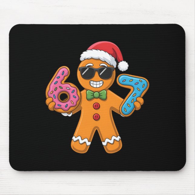 Funny Gingerbread Six Seven 67 Ice Cream Christmas Mouse Mat (Front)