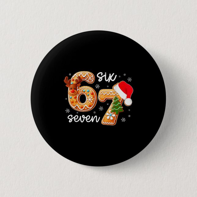 Funny Gingerbread Six Seven 67 Ice Cream Drip Chri 6 Cm Round Badge (Front)