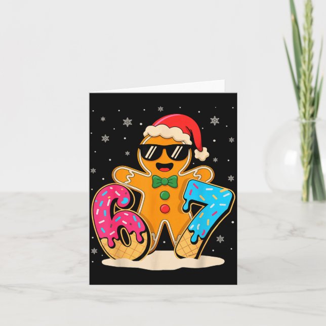 Funny Gingerbread Six Seven 67 Ice Cream Drip Chri Card (Front)