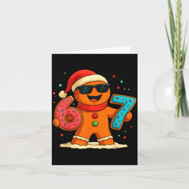 Funny Gingerbread Six Seven 67 Ice Cream Drip Chri Card (Front)